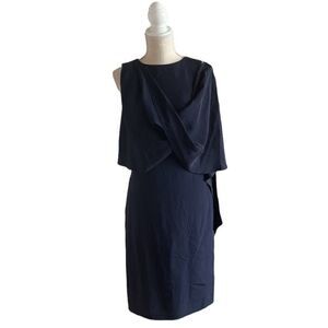 Oscar de la Renta | NWT Navy Blue Silk Sheath Dress Size 4